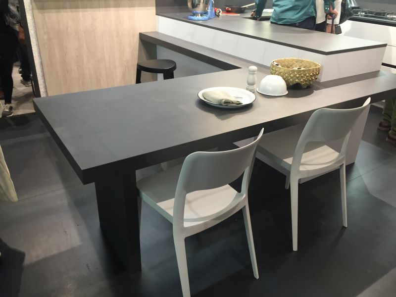 Black kitchen island with chairs