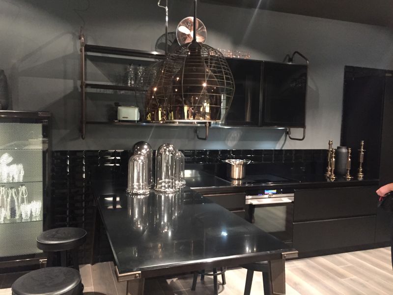 Black subway tiles